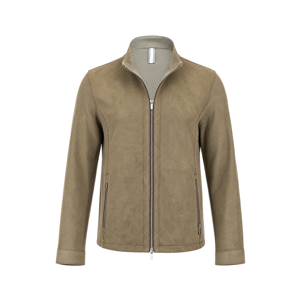 Khaki Nubuck Leather Jacket NLJ001