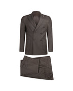 Men’s Wool Blend Slim Fit Double-Breasted Suit-ST.BROWN.020