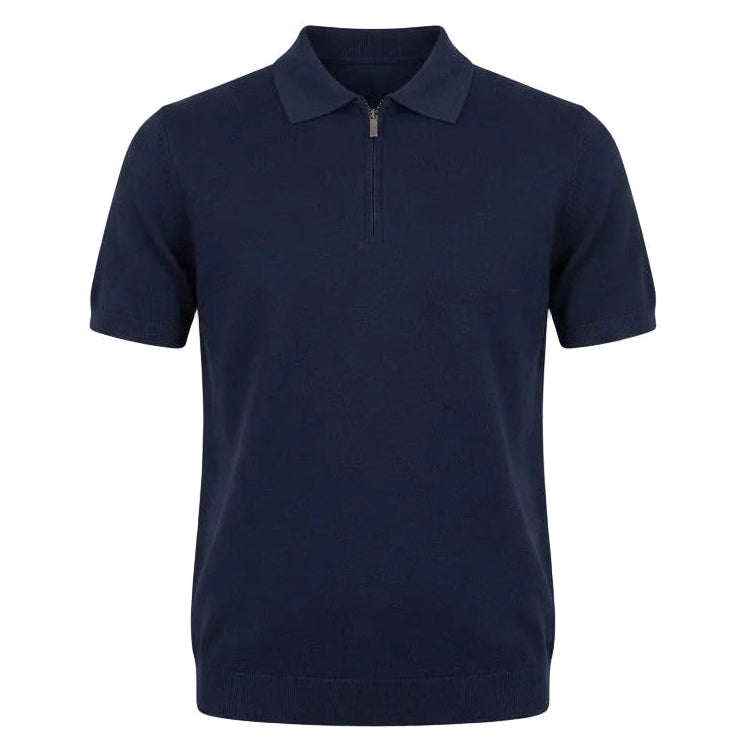Navy Half zip bamboo Polo Shirt | Soft, Sustainable & Moisture-Wicking.BP-002