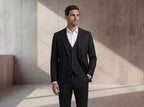 Men’s Striped Black Wool Italian Suit | Elegant Business Formal Wear.054