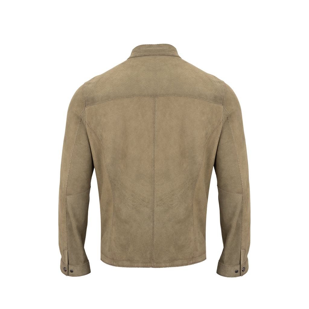 Khaki Nubuck Leather Jacket NLJ001