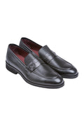 Black Leather Penny Loafers - Minotti Uomo