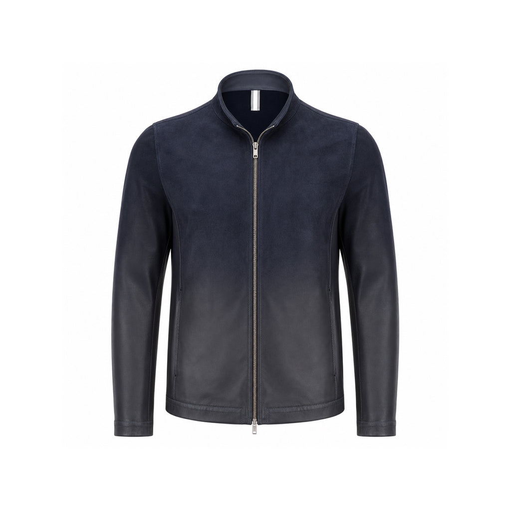 Navy Nubuck Leather Jacket NLJ003