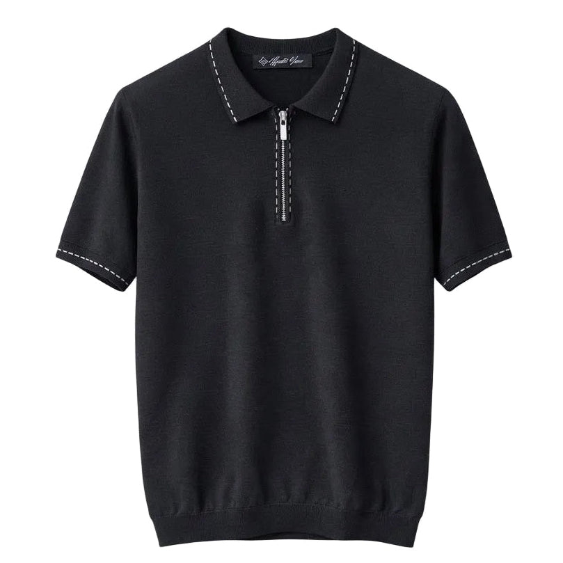 Luxury Black Polo Cashmere Short Sleeve – Soft, Breathable & Lightweight Knit