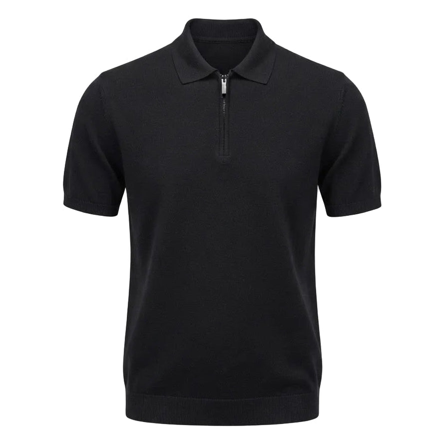 Black Half zip bamboo Polo Shirt | Soft, Sustainable & Moisture-Wicking.BP-002