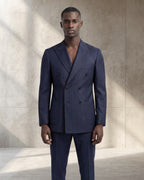 Men’s Wool Blend Slim Fit Double-Breasted Suit-ST.NAVY.020