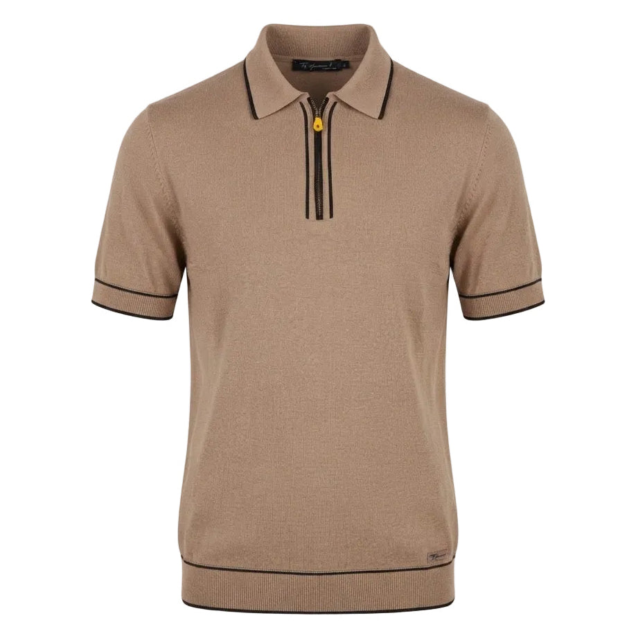 Light Brown Mercerized Cotton Polo – Luxe Finish, Silky Feel, Elevated Casual Style.MP006