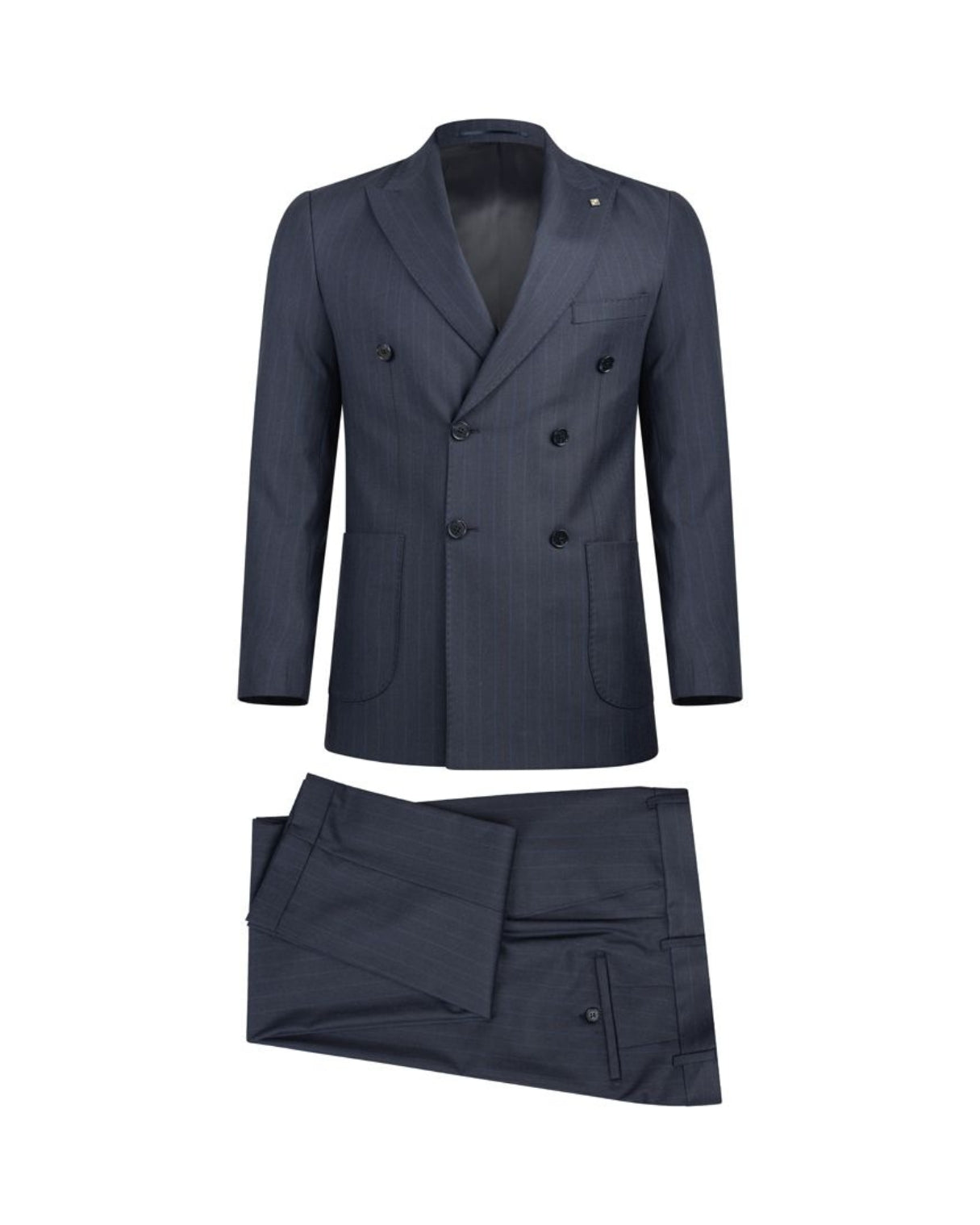 Men’s Wool Blend Slim Fit Double-Breasted Suit-ST.NAVY.020