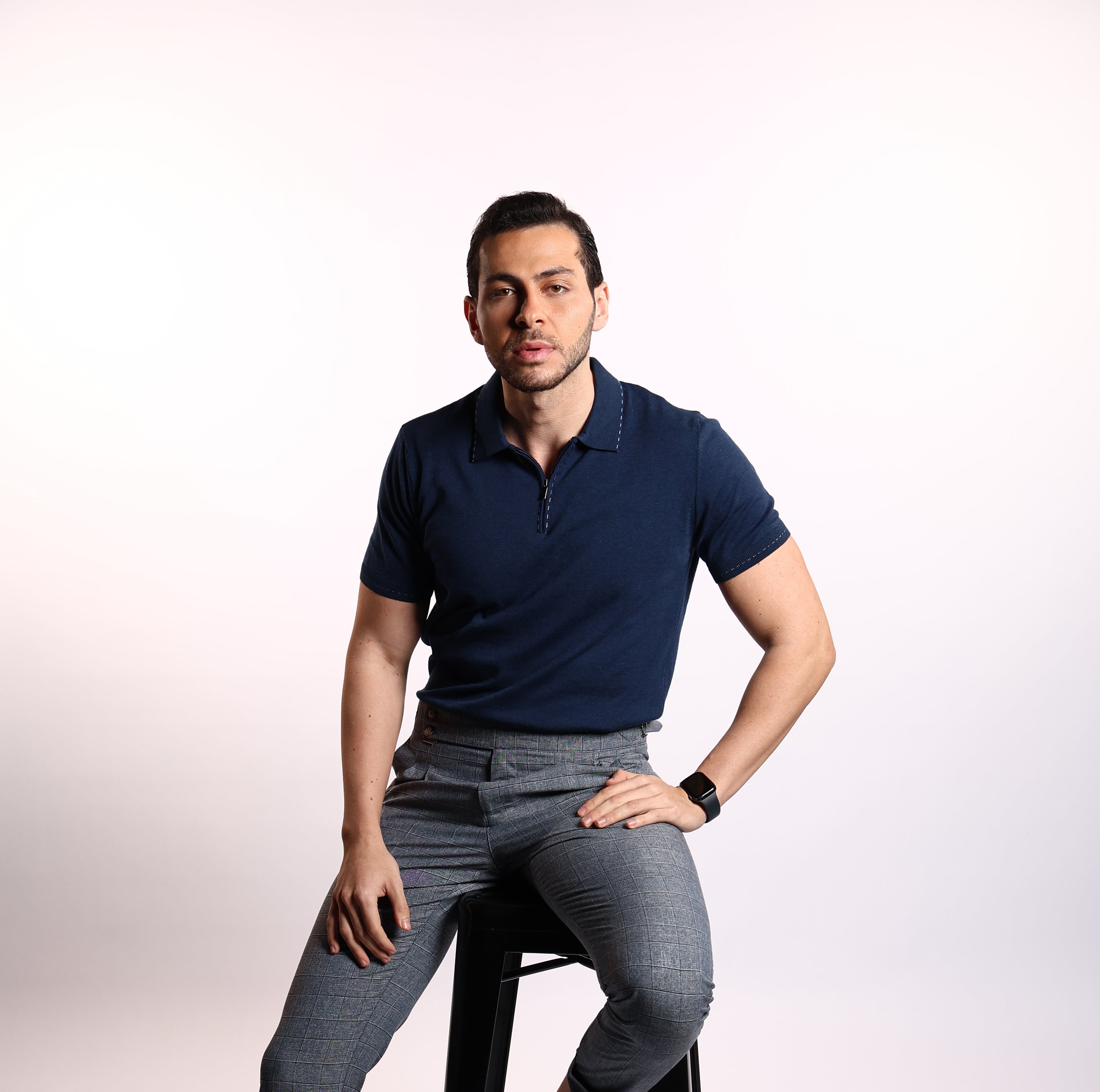 Luxury Navy Polo Cashmere Short Sleeve – Soft, Breathable & Lightweight