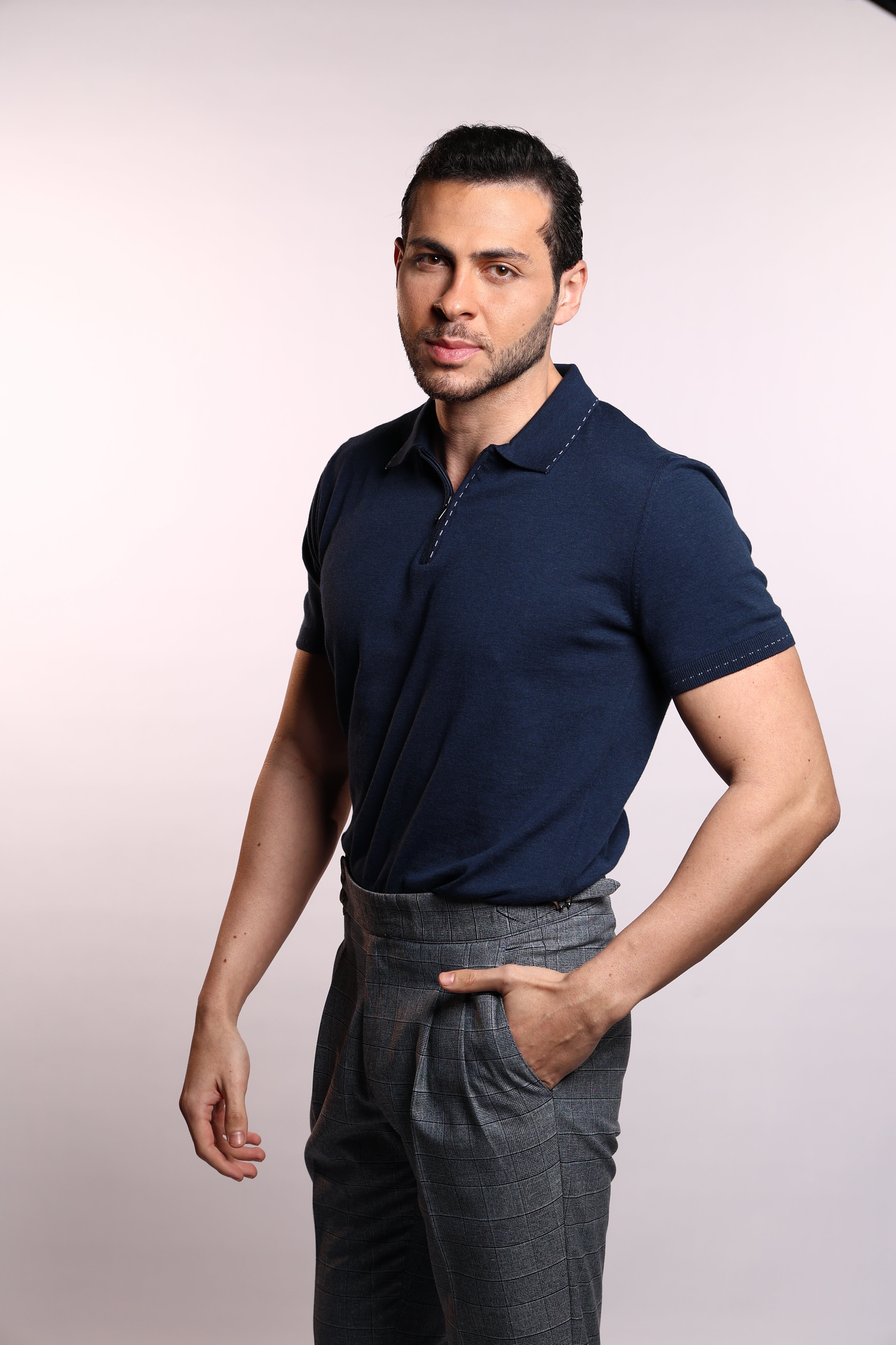 Luxury Navy Polo Cashmere Short Sleeve – Soft, Breathable & Lightweight