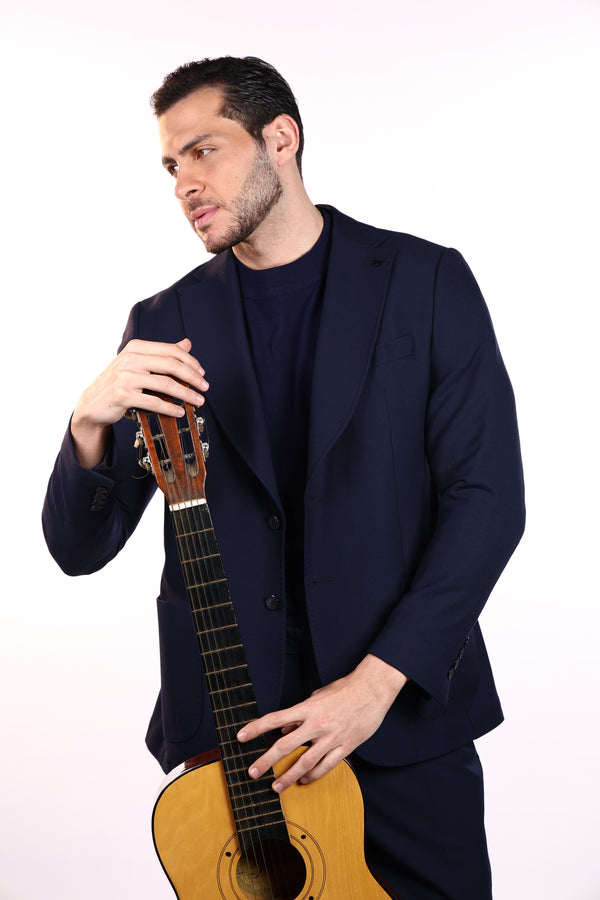 Premium Navy Classic Lycra Suit | Stylish Stretch Formal Wear.057