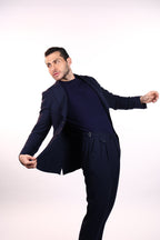 Premium Navy Classic Lycra Suit | Stylish Stretch Formal Wear.057