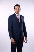 Striped Blue Wool Classic Suit – Timeless Formal Elegance.049