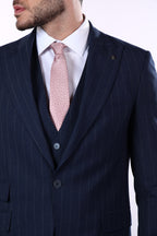 Striped Blue Wool Classic Suit – Timeless Formal Elegance.049