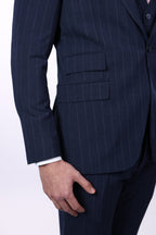 Striped Blue Wool Classic Suit – Timeless Formal Elegance.049