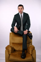 Men’s Italian Striped Wool Classic Suit-ST.OLIVE.053
