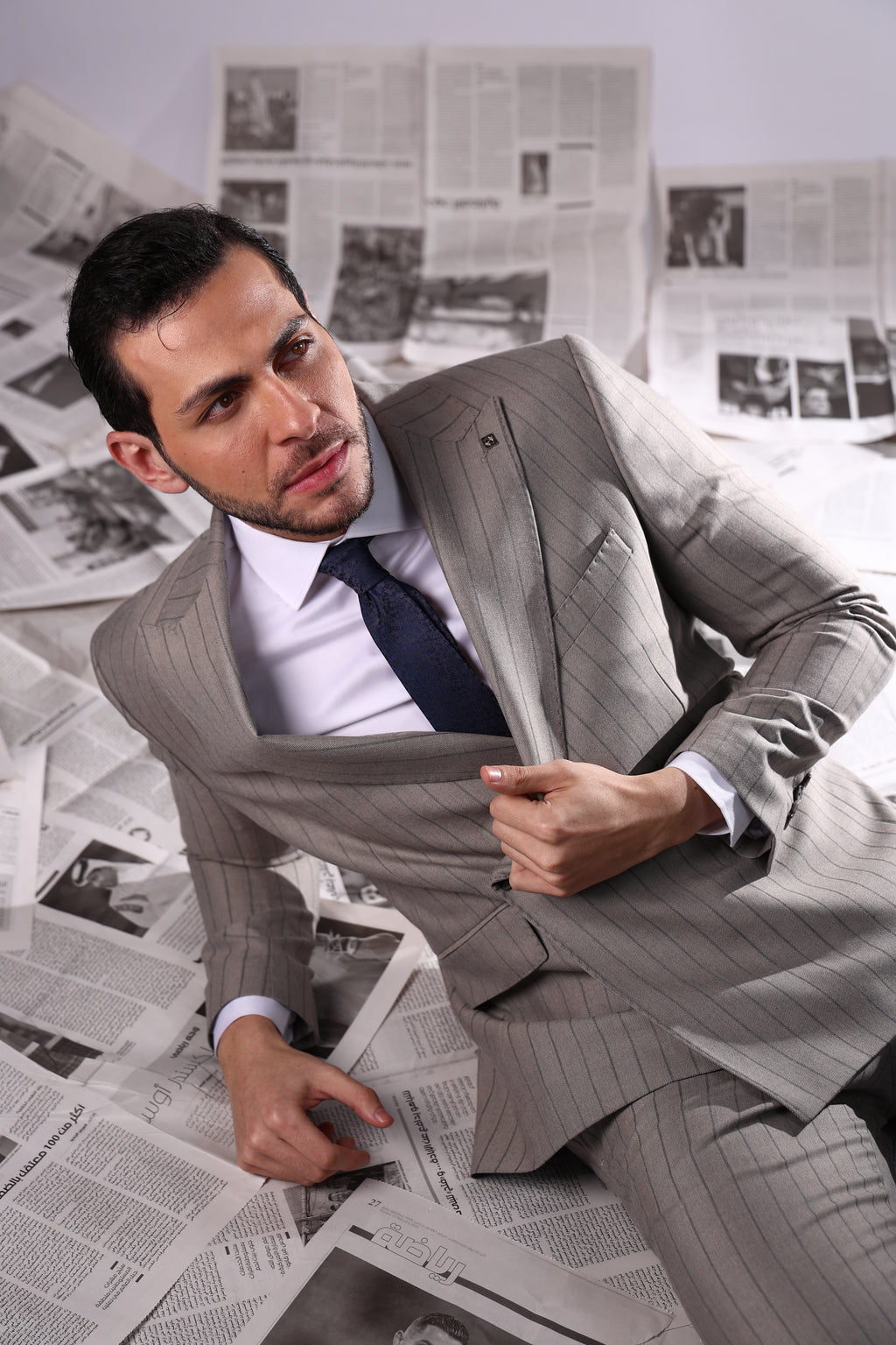 Wool Grey Double-Breasted suit .019