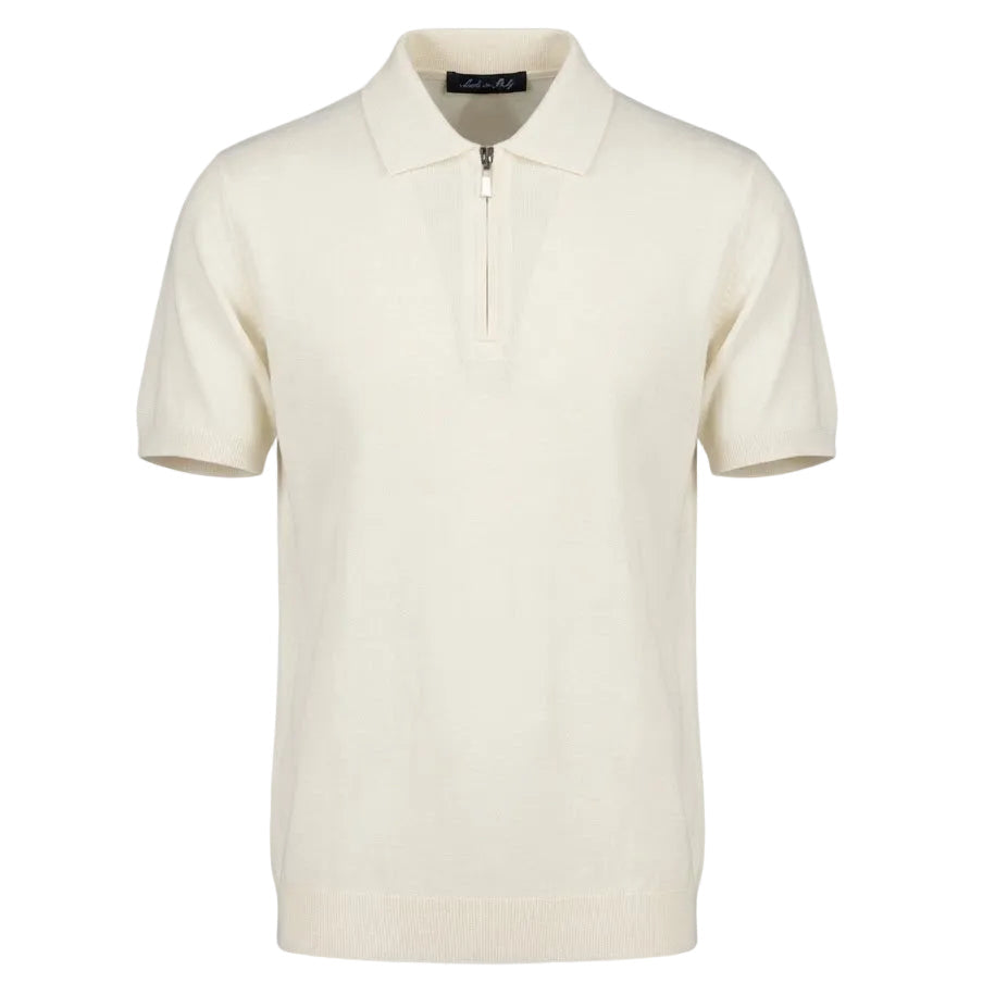 Off-White  Half zip bamboo Polo Shirt | Soft, Sustainable & Moisture-Wicking.BP-002