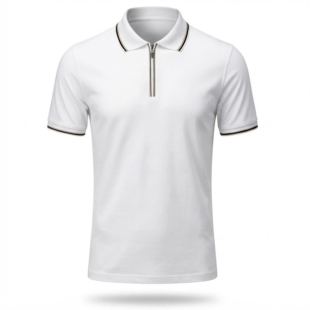 White Mercerized Cotton Polo Shirt | Premium Shine & Ultra-Soft Comfort.MCP-002