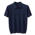 Luxury Navy Polo Cashmere Short Sleeve – Soft, Breathable & Lightweight