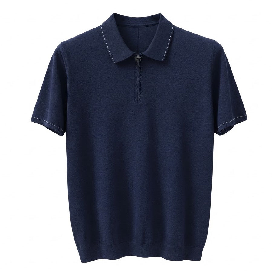 Luxury Navy Polo Cashmere Short Sleeve – Soft, Breathable & Lightweight