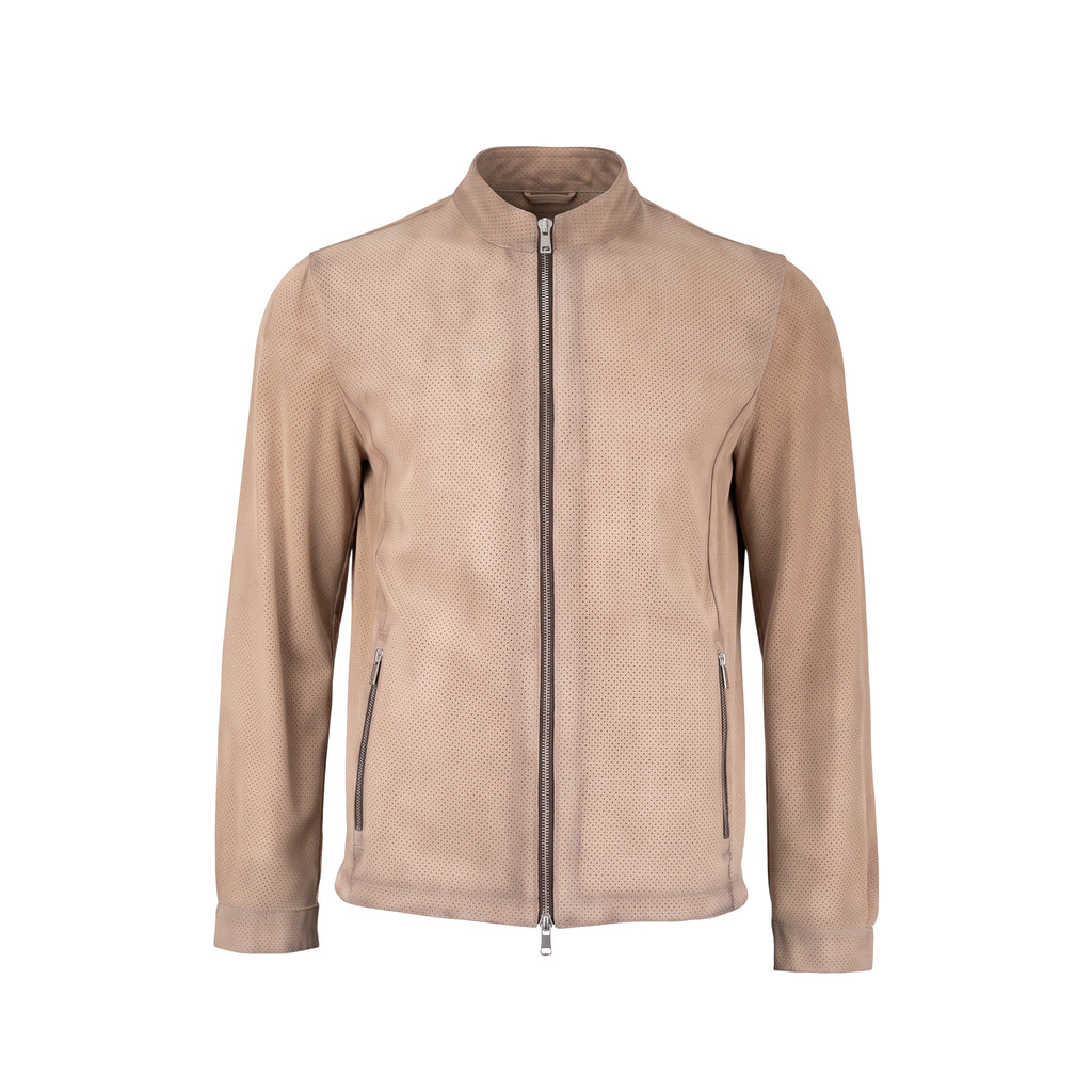 Beige Nubuck Leather Jacket NLJ001