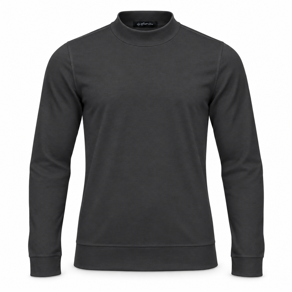 Anthracite Mock Neck Cotton Sweater. MNC-001