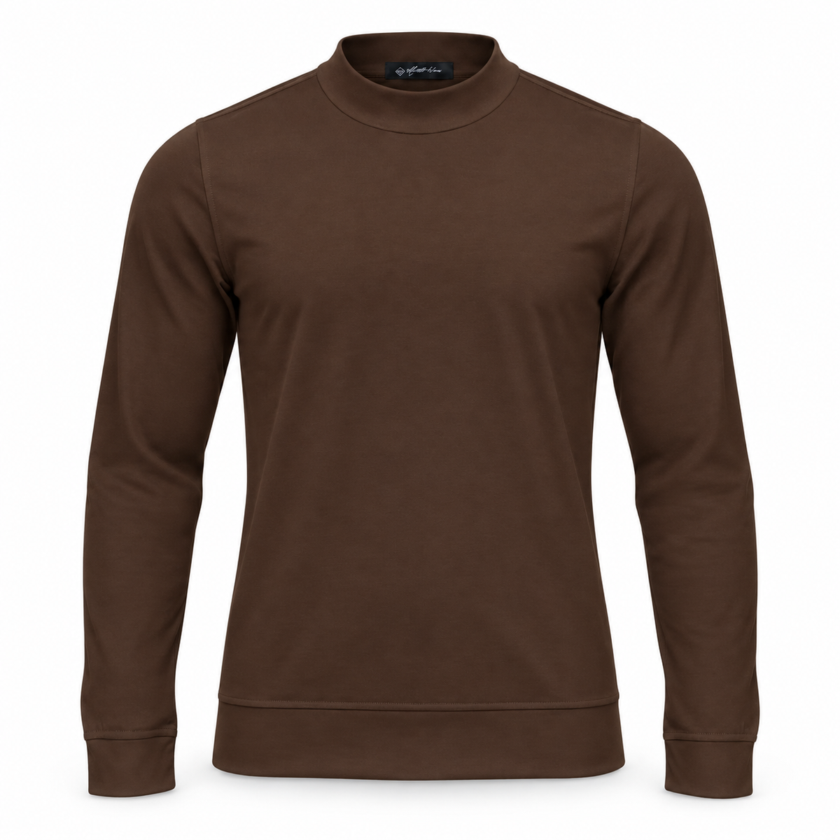 Brown Mock Neck Cotton Sweater. MNC-001