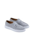 Silver Stylish Summer Loafers with Lace – Comfort Meets Elegance