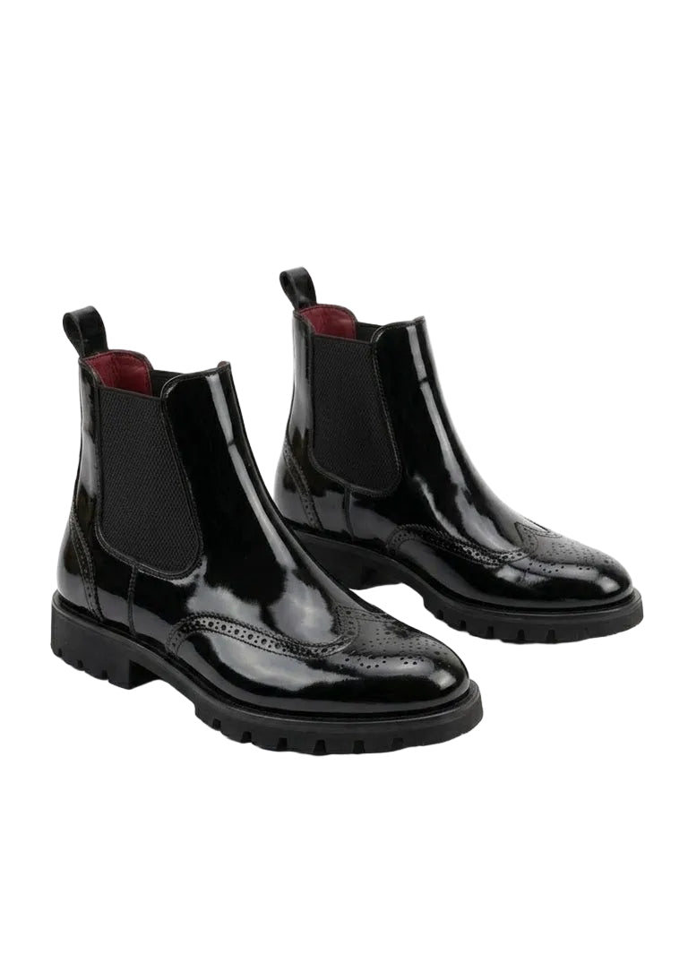 Oxford Black Leather Boots - CHE-001.002
