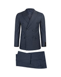 Men’s Wool Blend Slim Fit Double-Breasted Suit-INDIGO.023