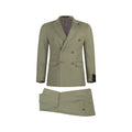 Men’s Wool Blend Slim Fit Double-Breasted Suit-MINT GREEN.024