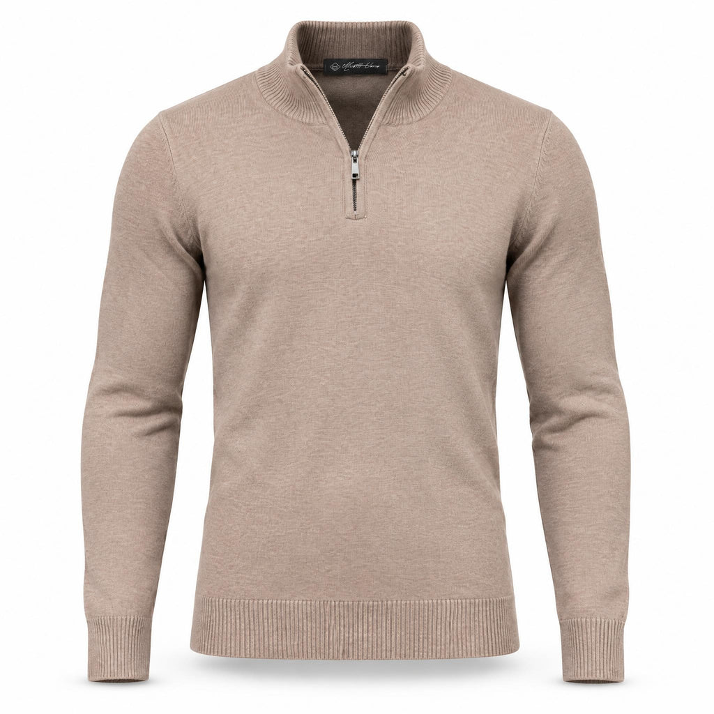Beige Half Zipper Sweater .HZS-002