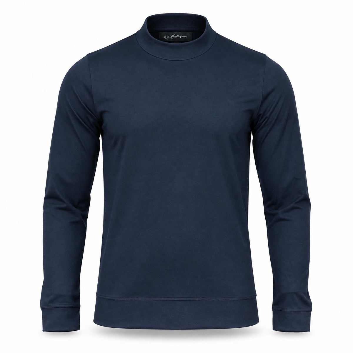 Navy Mock Neck Cotton Sweater. MNC-001