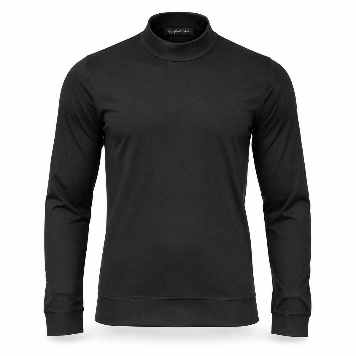 Black Mock Neck Cotton Sweater. MNC-001