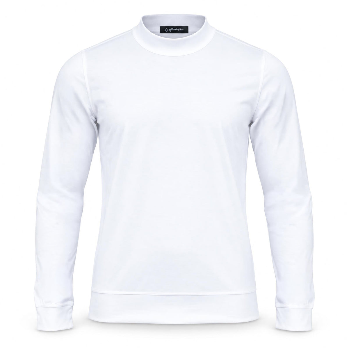 White Mock Neck Cotton Sweater. MNC-001