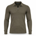 Olive Green Cashmere Half Zip Polo.CP-004