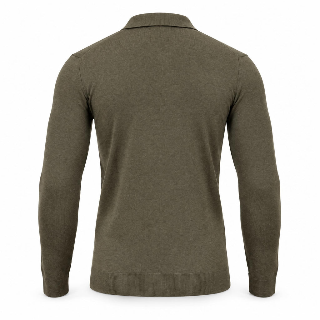 Olive Green Cashmere Half Zip Polo.CP-004