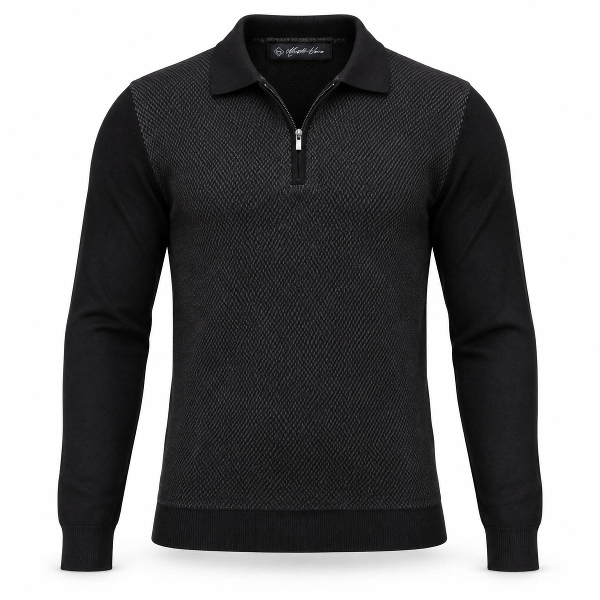 Black Cashmere Half Zip Polo.CP-003