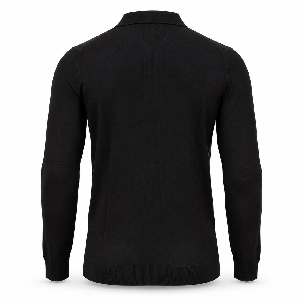 Black Cashmere Half Zip Polo.CP-003
