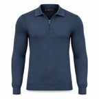 Indigo Cashmere Half Zip Polo.CP-004