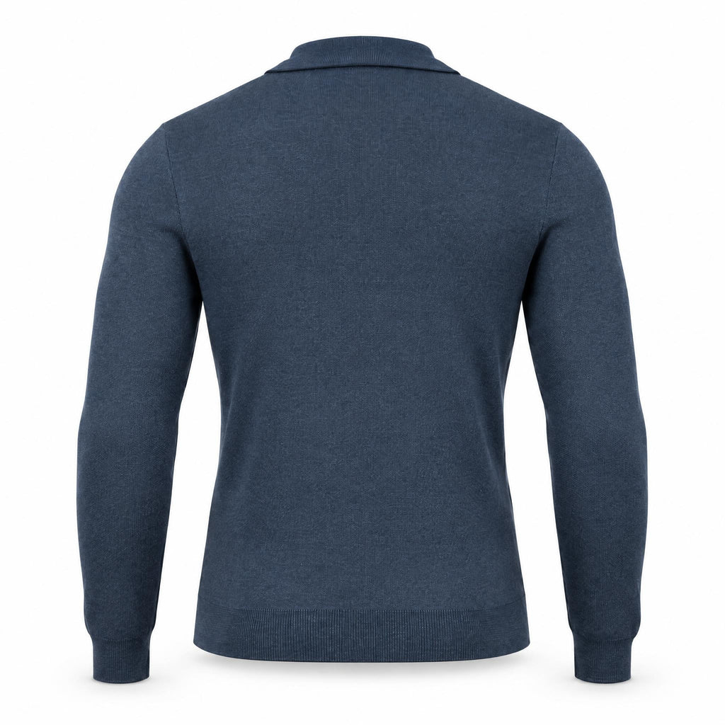 Indigo Cashmere Half Zip Polo.CP-004