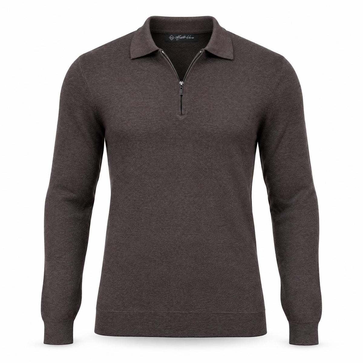 Brown Cashmere Half Zip Polo.CP-004