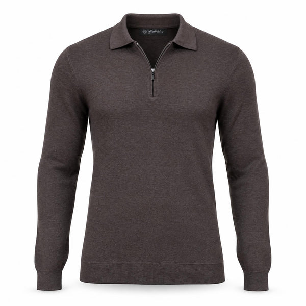 Brown Cashmere Half Zip Polo.CP-004