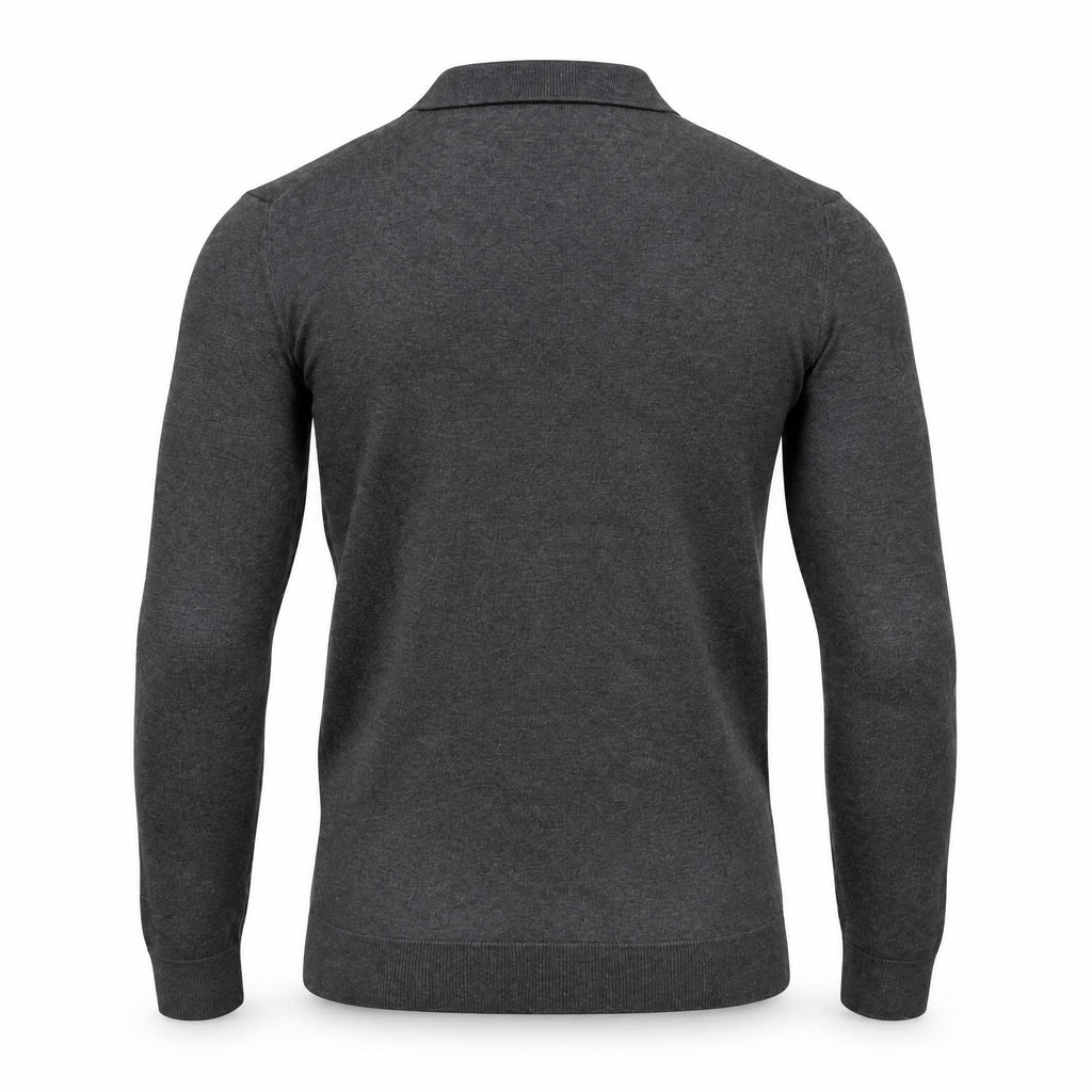Anthracite Cashmere Half Zip Polo.CP-004