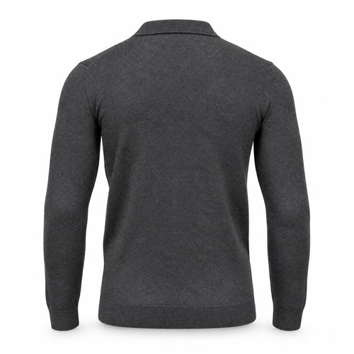 Anthracite Cashmere Half Zip Polo.CP-004