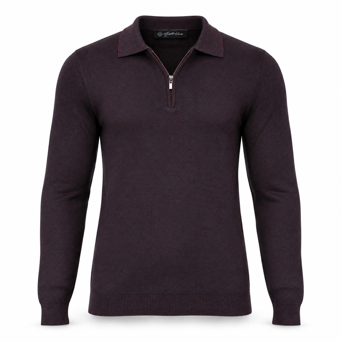 Burgundy Cashmere Half Zip Polo.CP-004