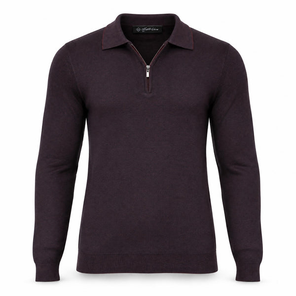 Burgundy Cashmere Half Zip Polo.CP-004