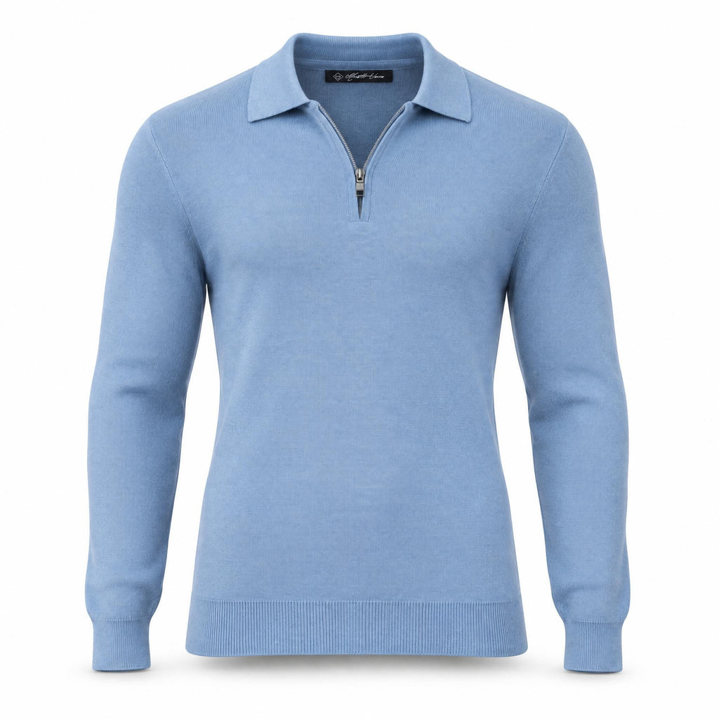 Blue Cashmere Half Zip Polo.CP-004