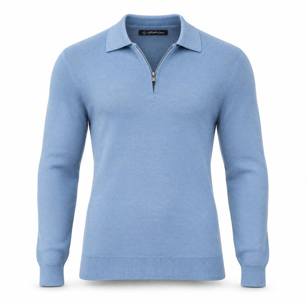 Blue Cashmere Half Zip Polo.CP-004